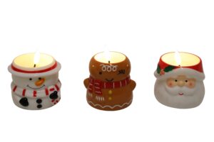 Plastic santa w/Led candle 8x8x9cm