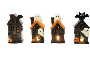 Ceramic Halloween house w/Led 8x6.8x16cm