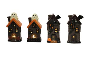 Ceramic Halloween house w/Led 5.5x5x11cm